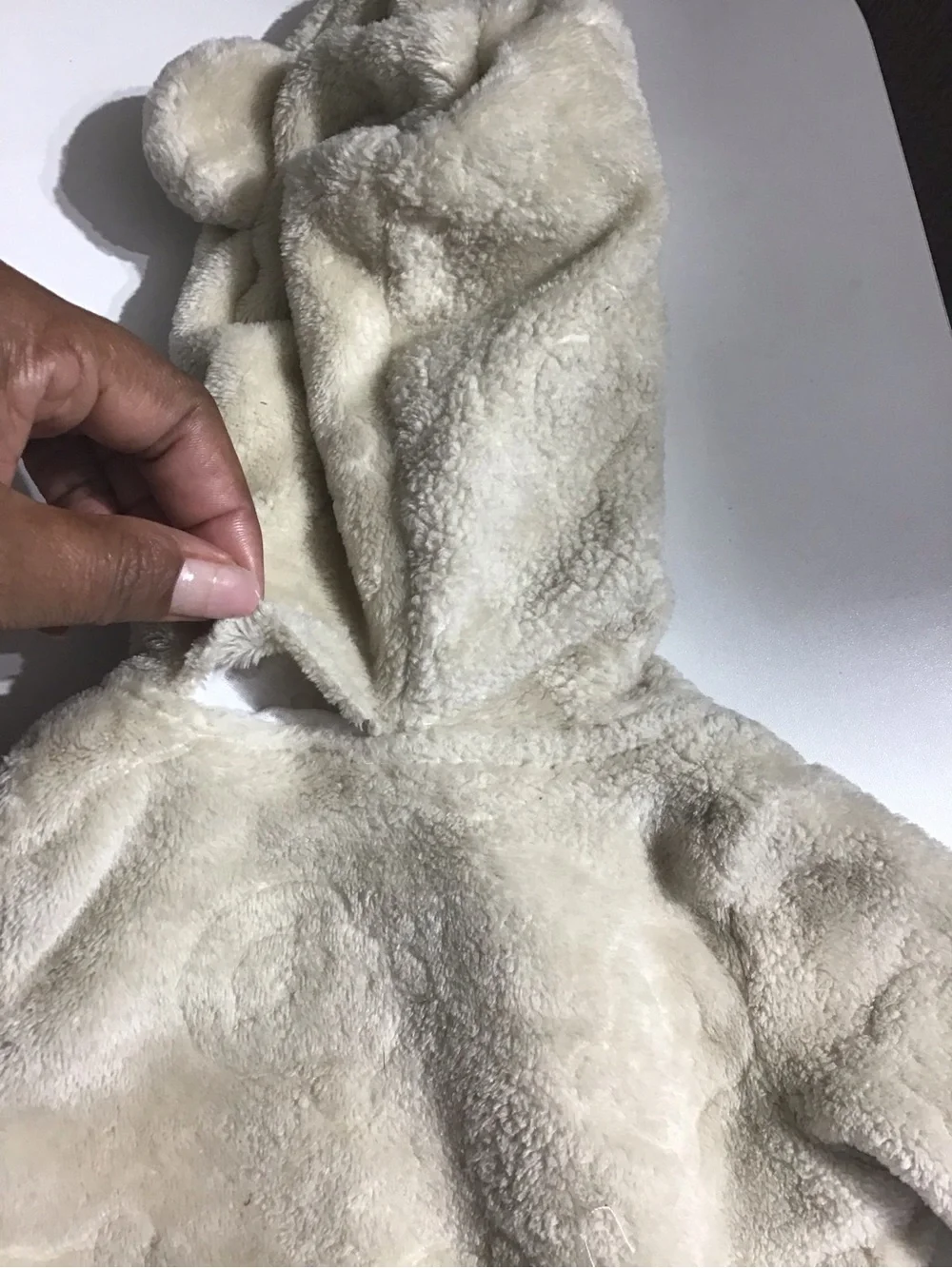 Cozy Cream Plush Baby One-Piece Hooded Romper